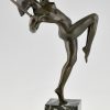 Sculpture en bronze Art Déco danseuse au poignard