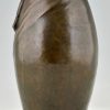 Art Nouveau bronze vase with nude couple The Kiss.