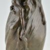 Art Nouveau bronze vase with nude couple The Kiss.