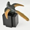 Art Deco bronzen vogel boekensteunen kwikstaarten
