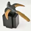 Art Deco bronze bird bookends wagtails