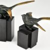 Art Deco bronze bird bookends wagtails