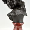 Antique bronze bust of a smiling child.