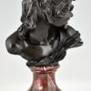 Antique bronze bust of a smiling child.