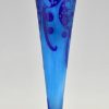 Azurette Art Deco blauwe vaas cameo glas