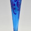 Art Déco Vase en verre caméo bleu Azurette