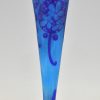 Art Déco Vase en verre caméo bleu Azurette