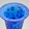 Art Déco Vase en verre caméo bleu Azurette