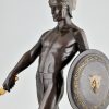 Art Deco sculptuur Gladiator met helm, zwaard en schild