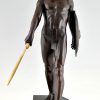 Art Deco Skulptur Gladiator mit Helm, Schwert und Schild