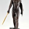 Art Deco sculptuur Gladiator met helm, zwaard en schild