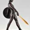 Art Deco Skulptur Gladiator mit Helm, Schwert und Schild