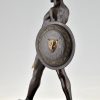 Art Deco sculpture Gladiator with helmet, sword and shield
