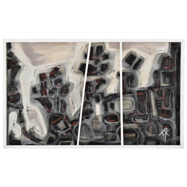 Mid Century abstract schilderij grijs