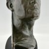 Art Deco bronze sculpture male bust of aviator Jean Mermoz