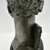 Art Deco bronze sculpture male bust of aviator Jean Mermoz