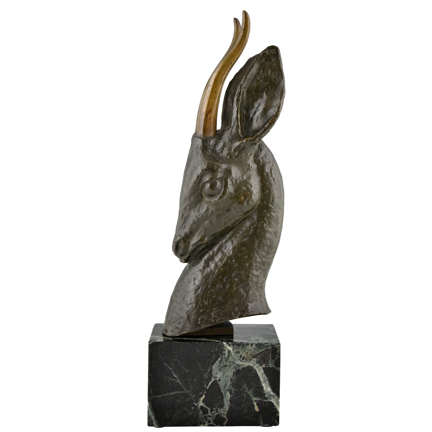 Art Deco bronze bust deer Garreau