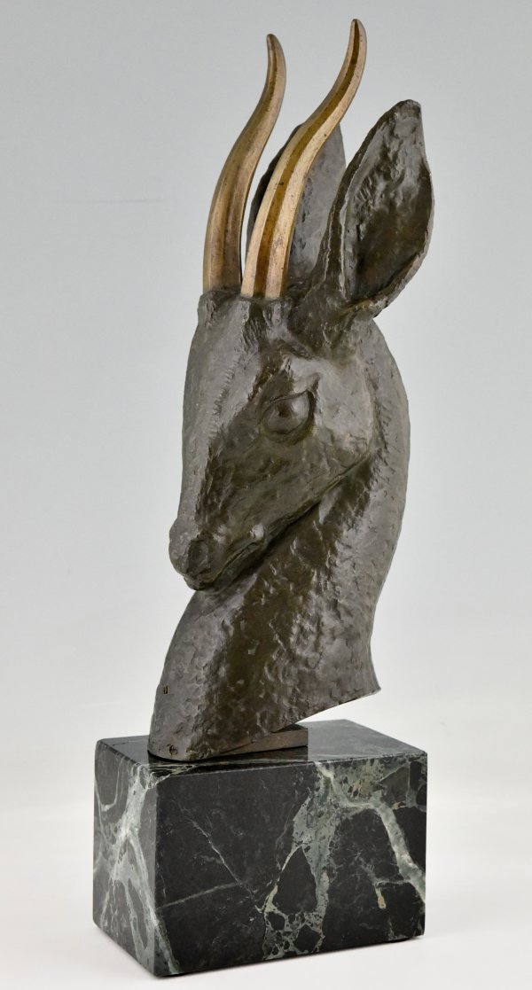 Art Deco bronze bust of a deer.