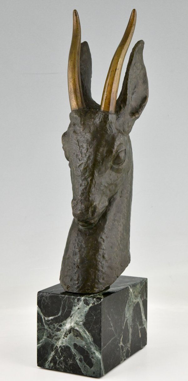 Art Deco bronze bust of a deer.