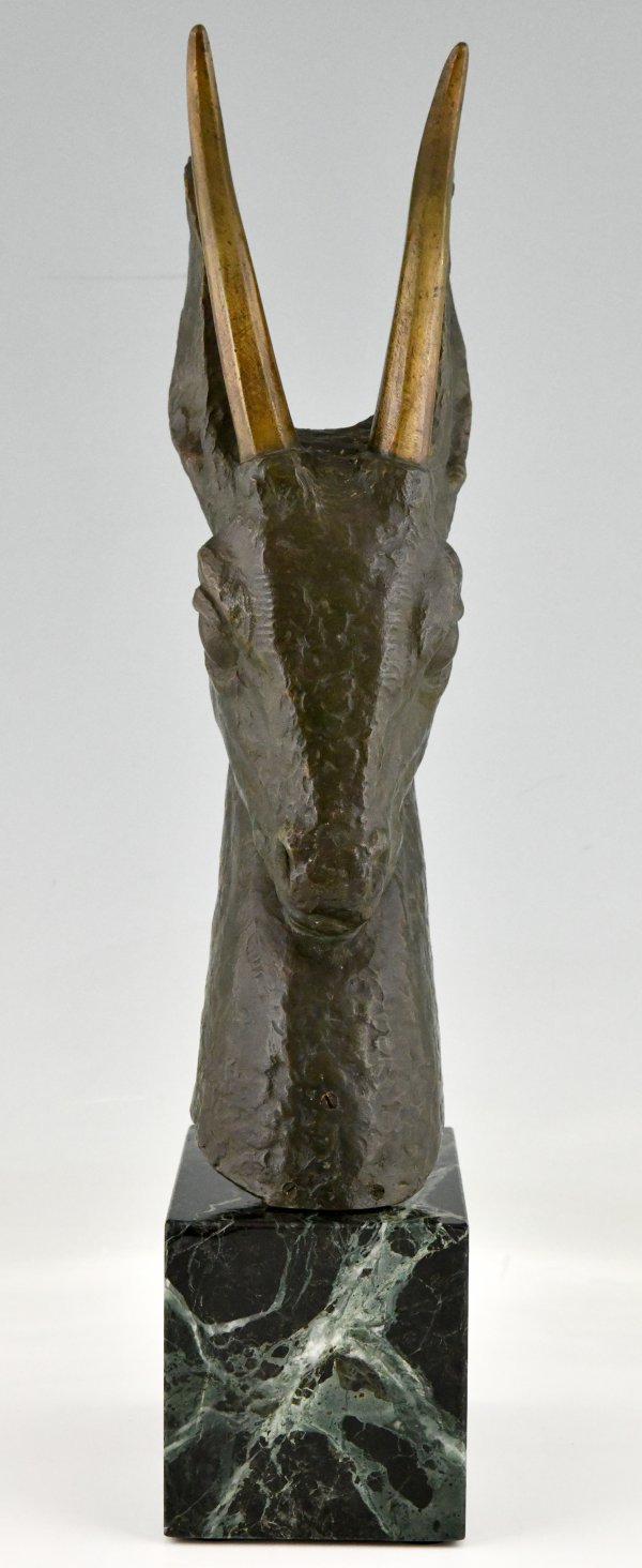 Art Deco bronze bust of a deer.