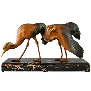 Art Deco bronze crane birds GH Laurent -