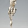Sculpture en bronze Art Déco danseuse nue aux oiseaux