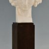 Art Deco ceramic craquelé bust of a faun.