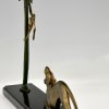 Art Deco bronzen sculptuur panter en aap