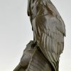 Antique bronze sculpture of a vulture on a sphinx