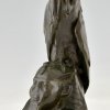 Antique bronze sculpture of a vulture on a sphinx