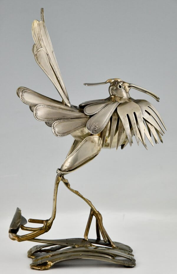Mid Century cutlery sculpture of a bird