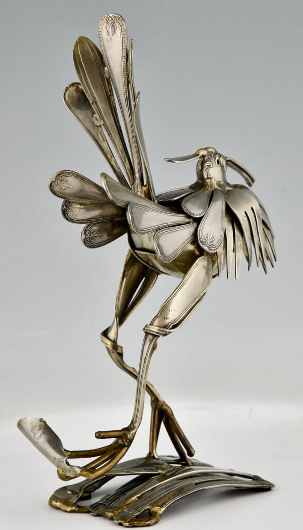 Mid Century cutlery sculpture of a bird