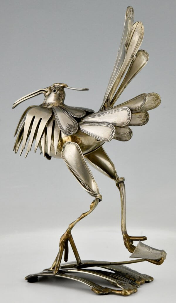Mid Century cutlery sculpture of a bird