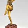 Art Deco bronzen sculptuur van een danseres Bacchanale