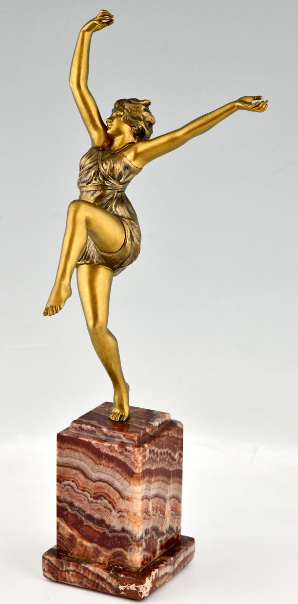 Art Deco bronze sculpture of a dancer Bacchanale.