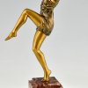 Art Deco bronzen sculptuur van een danseres Bacchanale