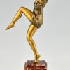 Art Deco bronzen sculptuur van een danseres Bacchanale