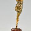 Art Deco bronzen sculptuur van een danseres Bacchanale