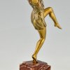 Art Deco bronzen sculptuur van een danseres Bacchanale