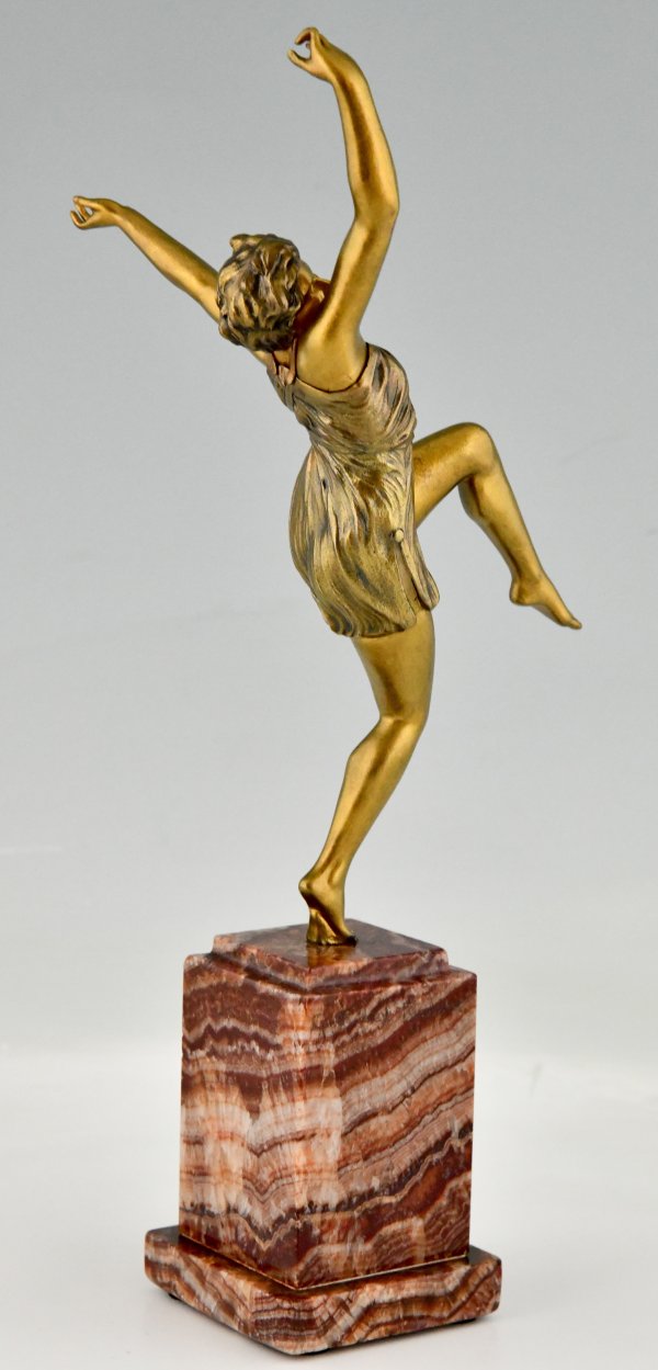 Art Deco bronze sculpture of a dancer Bacchanale.