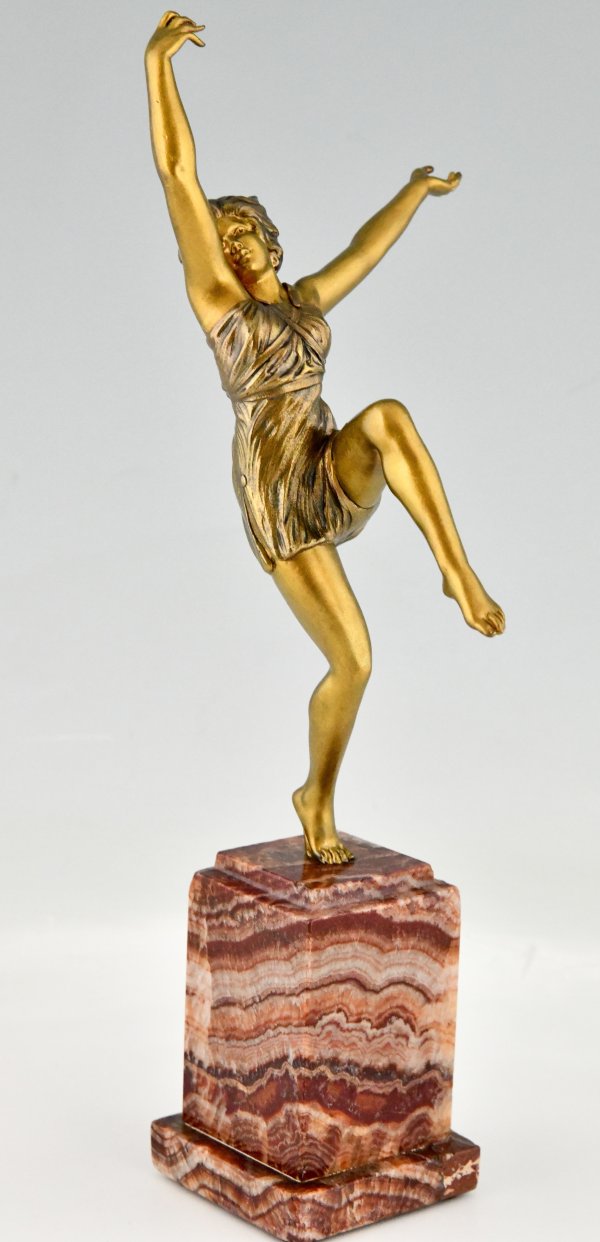 Art Deco bronze sculpture of a dancer Bacchanale.