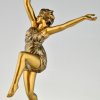 Art Deco bronzen sculptuur van een danseres Bacchanale