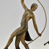 Art Deco bronze sculpture of a Thyrse dancer with faun