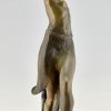 Art Deco bronze sculpture of a Thyrse dancer with faun