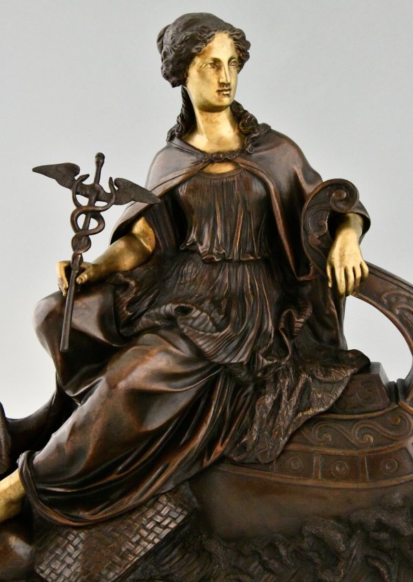 Antike Bronzeskulptur Fortuna, Allegorie des Seehandels.