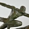 Art Deco Bronzen Sculptuur Atleet met Speer