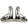 Art Deco silvered bronze walrus bookends