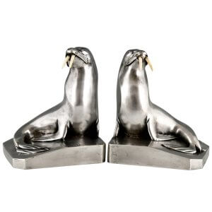 Art Deco bronze walrus bookends Laurent - 2