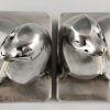 Art Deco silvered bronze walrus bookends