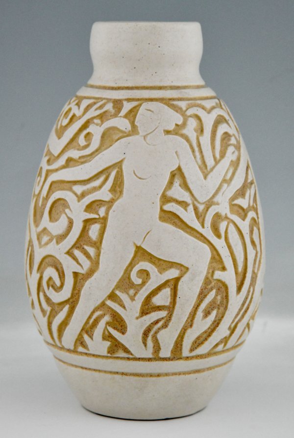 Art Deco Keramikvase mit Akten